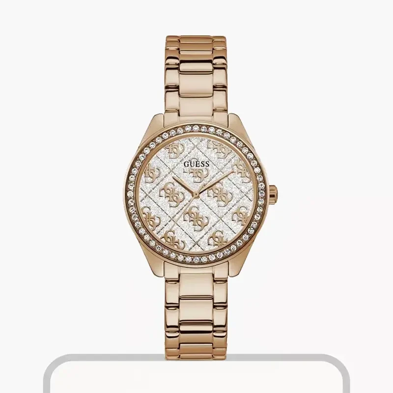 Guess Sugar White Dial Crystal Ladies Fashion Watch- GW0001L3